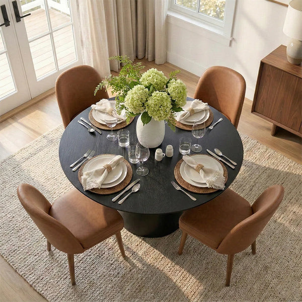 Canvog  Round Dining Table Set For 4 - Wooden Bazar