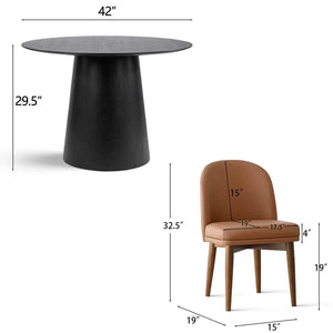 Canvog  Round Dining Table Set For 4 - Wooden Bazar
