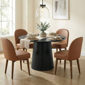 Canvog  Round Dining Table Set For 4 - Wooden Bazar