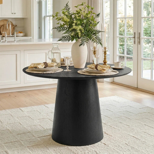 Canvog  Round Dining Table Set For 4 - Wooden Bazar