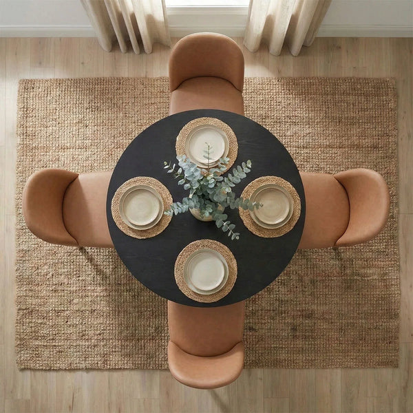 Canvog  Round Dining Table Set For 4 - Wooden Bazar