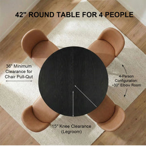 Canvog  Round Dining Table Set For 4 - Wooden Bazar