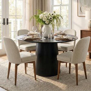 Canvog  Round Dining Table Set For 4 - Wooden Bazar