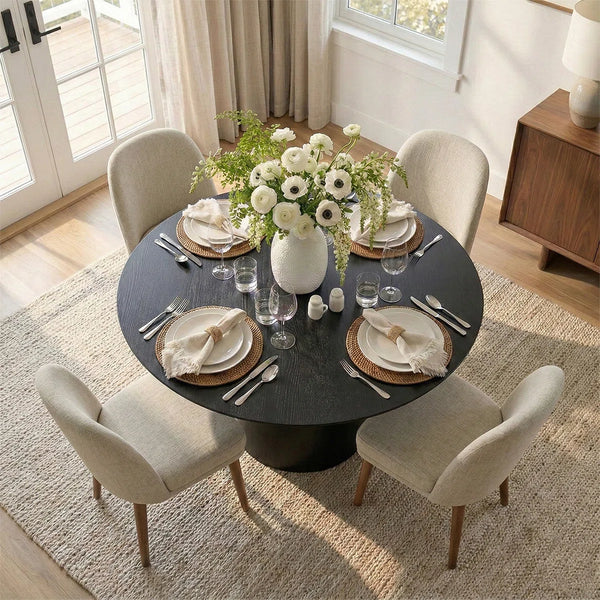 Canvog  Round Dining Table Set For 4 - Wooden Bazar