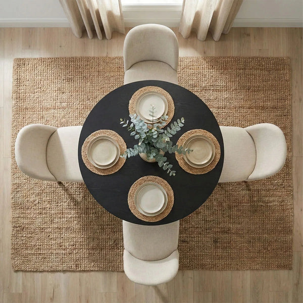 Canvog  Round Dining Table Set For 4 - Wooden Bazar