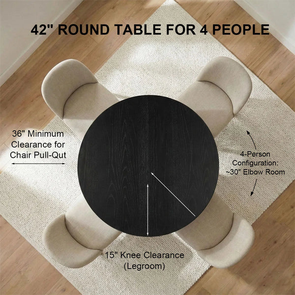 Canvog  Round Dining Table Set For 4 - Wooden Bazar