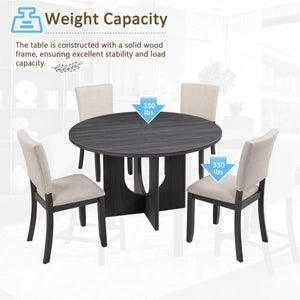 Divaark Round Dining Table Set With 4 Upholstered Dining Chairs For Living Room