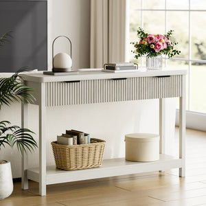 Modern Water Ripple Console Table with 3 Wooden Drawers for Entryway, Hallway & Living Room – Farmhouse Accent Table  Wooden Bazar