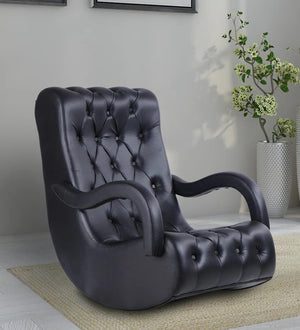 Shink Modern Black Leatherette Rocking Chair with Cushioned Seat