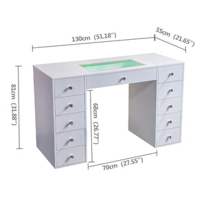 51'' Makeup Vanity Desk with Lights LED RGB  Wooden Bazar