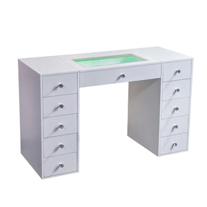 51'' Makeup Vanity Desk with Lights LED RGB  Wooden Bazar