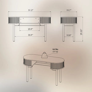 51'' Small Wood Writing Desk and Makeup Vanity Desk with Storage and Sliding Doors - Narrow Computer and Work Table for Home Office, Modern Vanity, Dressing Table for Bedroom (Walnut)  Wooden Bazar