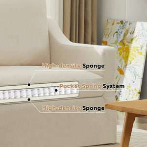 Farmhouse Upholstered Slipcovered Loveseat Sofa - Wooden Bazar