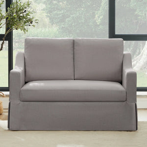 Farmhouse Upholstered Slipcovered Loveseat Sofa - Wooden Bazar