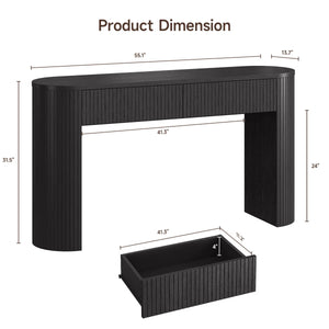 Oval Tambour Console Table for Living Room and Entryway  Wooden Bazar