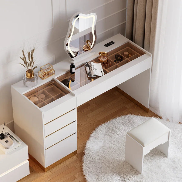 55" Smart Makeup Vanity Set With Mirror & Lights  Wooden Bazar