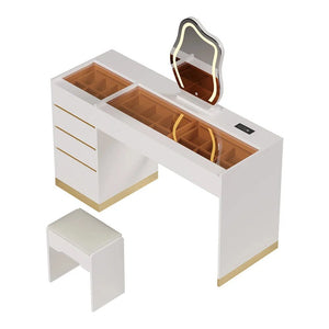 55" Smart Makeup Vanity Set With Mirror & Lights  Wooden Bazar