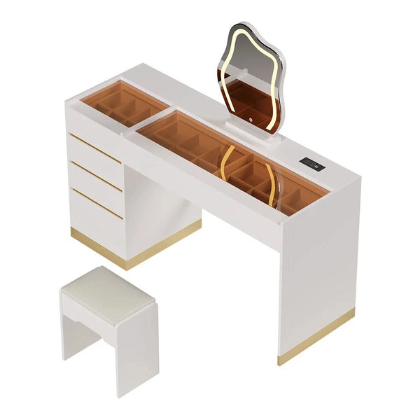 55" Smart Makeup Vanity Set With Mirror & Lights  Wooden Bazar