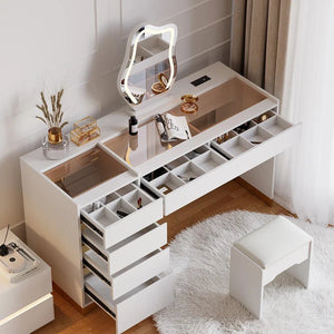 55" Smart Makeup Vanity Set With Mirror & Lights  Wooden Bazar