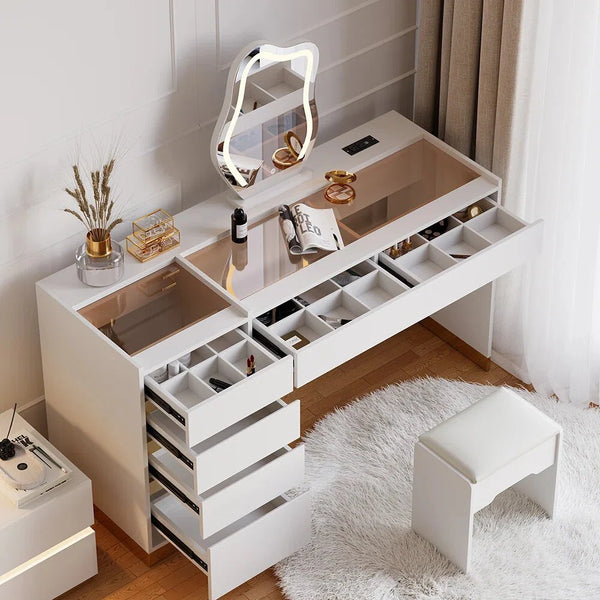 55" Smart Makeup Vanity Set With Mirror & Lights  Wooden Bazar
