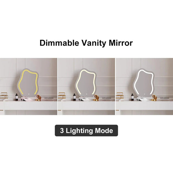 55" Smart Makeup Vanity Set With Mirror & Lights  Wooden Bazar