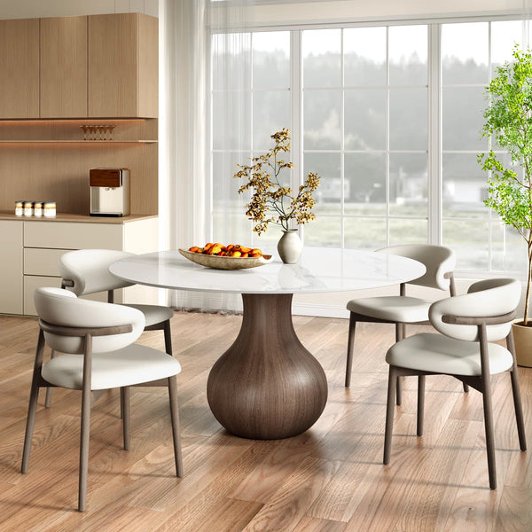 Dining Room Set Dining Table And 4 Seats - Sintered Stone Round Dining Set