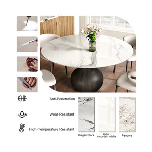 Dining Room Set Dining Table And 4 Seats - Sintered Stone Round Dining Set