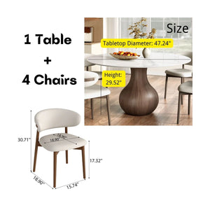 Dining Room Set Dining Table And 4 Seats - Sintered Stone Round Dining Set