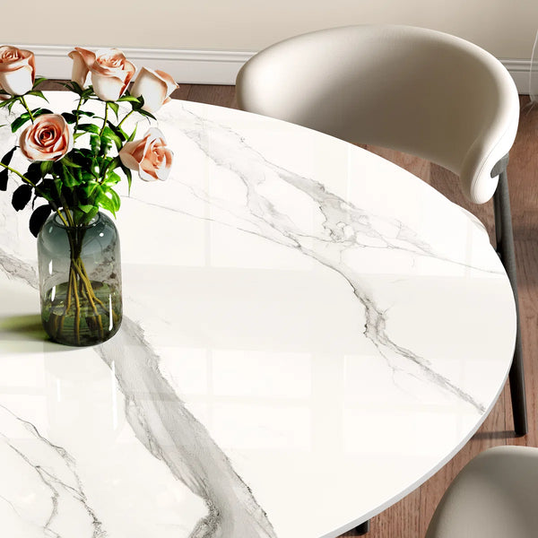 Dining Room Set Dining Table And 4 Seats - Sintered Stone Round Dining Set