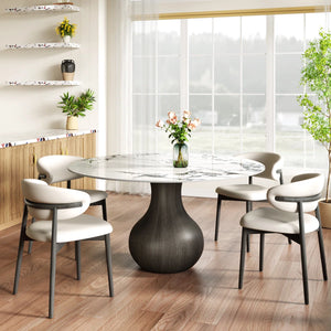 Dining Room Set Dining Table And 4 Seats - Sintered Stone Round Dining Set