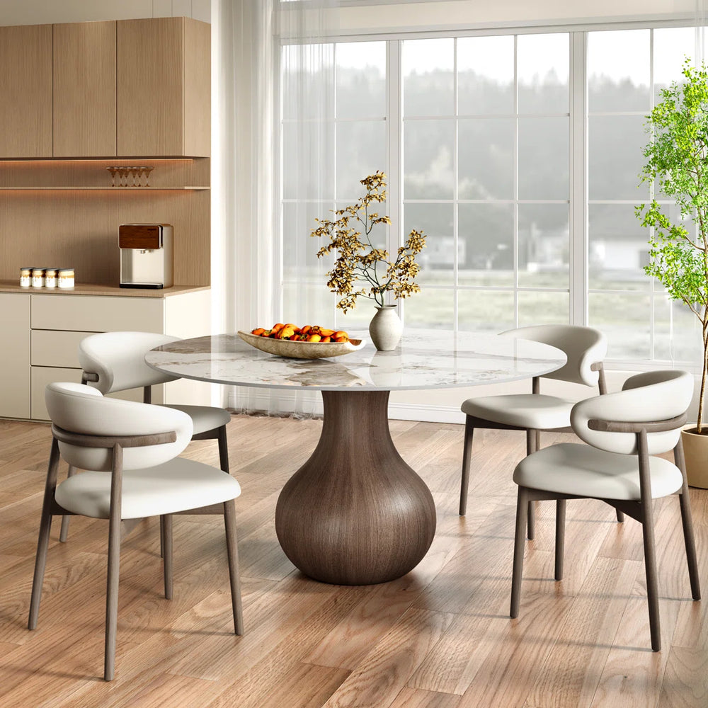 Dining Room Set Dining Table And 4 Seats - Sintered Stone Round Dining Set