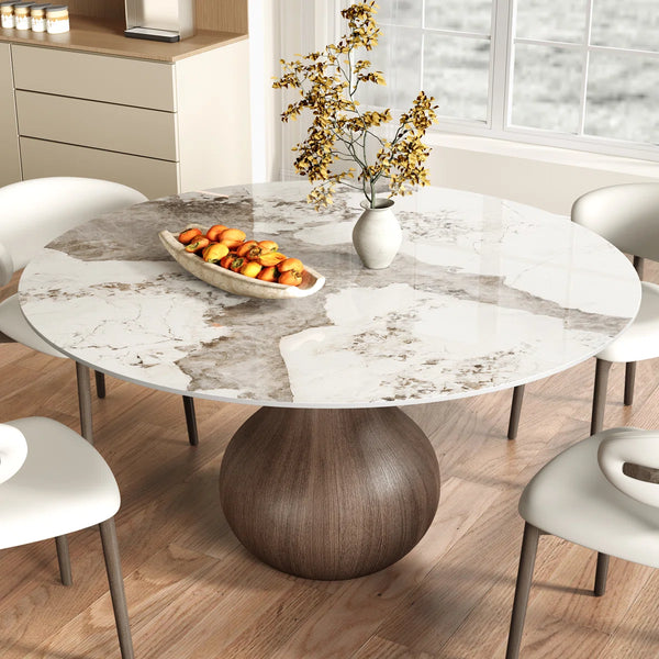 Dining Room Set Dining Table And 4 Seats - Sintered Stone Round Dining Set