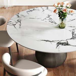 Dining Room Set Dining Table And 4 Seats - Sintered Stone Round Dining Set