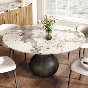 Dining Room Set Dining Table And 4 Seats - Sintered Stone Round Dining Set