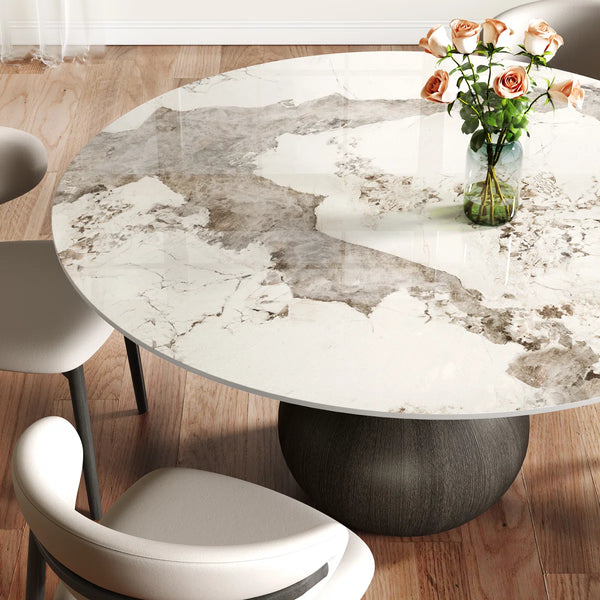 Dining Room Set Dining Table And 4 Seats - Sintered Stone Round Dining Set