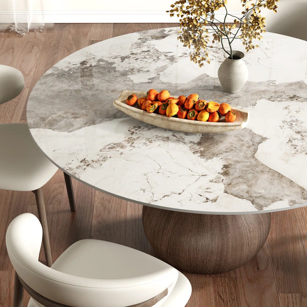 Dining Room Set Dining Table And 4 Seats - Sintered Stone Round Dining Set