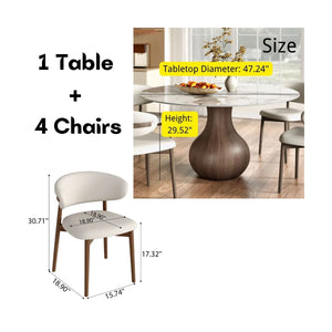 Dining Room Set Dining Table And 4 Seats - Sintered Stone Round Dining Set
