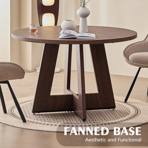 Caroon Round Farmhouse Dining Table Set for 4 with Velvet/Corduroy Chairs - Wooden bazar