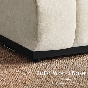 5 Piece Modern Curved Sectional Sofa, Chenille Modular Couch with Solid Wood Base, Symmetrical Design  Wooden Bazar