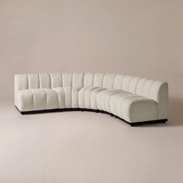 5 Piece Modern Curved Sectional Sofa, Chenille Modular Couch with Solid Wood Base, Symmetrical Design  Wooden Bazar