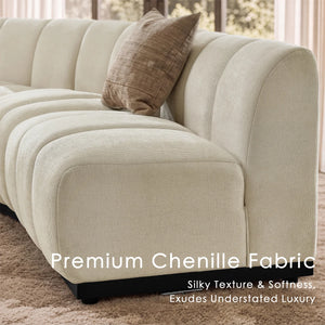5 Piece Modern Curved Sectional Sofa, Chenille Modular Couch with Solid Wood Base, Symmetrical Design  Wooden Bazar