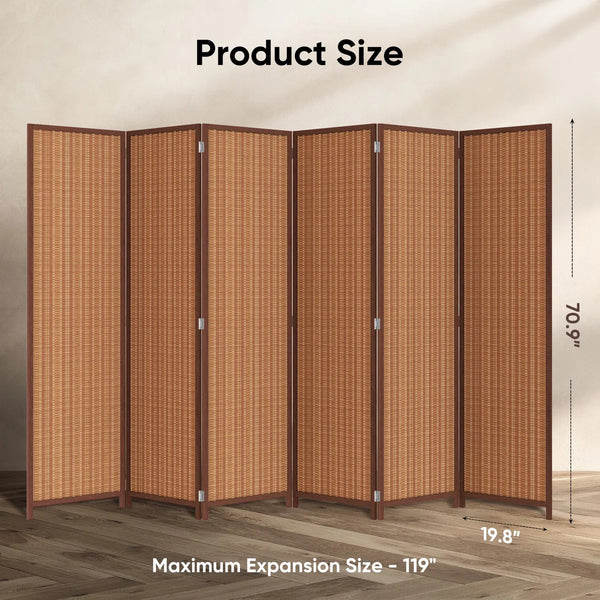 Folding Bamboo Room Divider Privacy Screen, Freestanding Red Brown Panel  Wooden Bazar