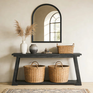Long Solid Wood Console Table, 2-Tier Narrow Sofa Table for Living Room & Entryway  Wooden Bazar