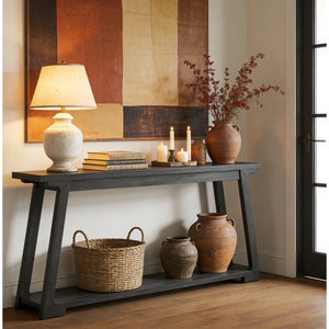Long Solid Wood Console Table, 2-Tier Narrow Sofa Table for Living Room & Entryway  Wooden Bazar