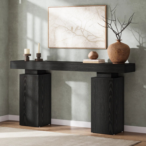 Rustic Brown Wood Console Table  Wooden Bazar