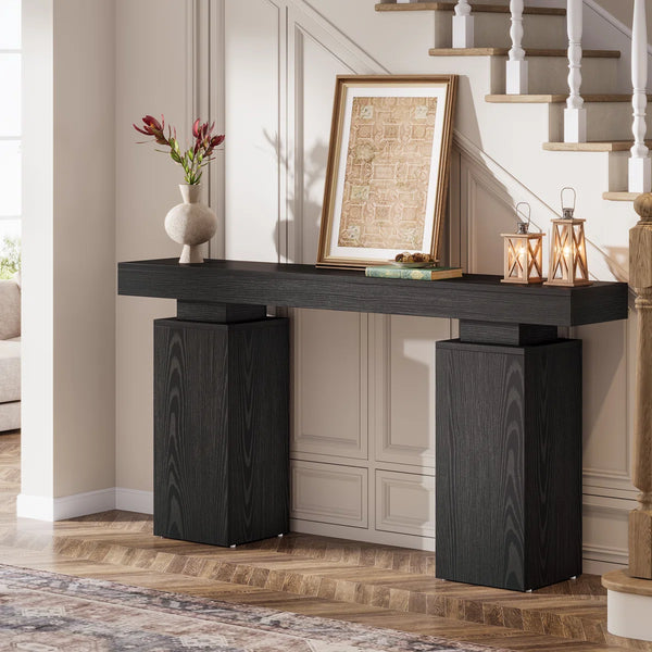 Rustic Brown Wood Console Table  Wooden Bazar