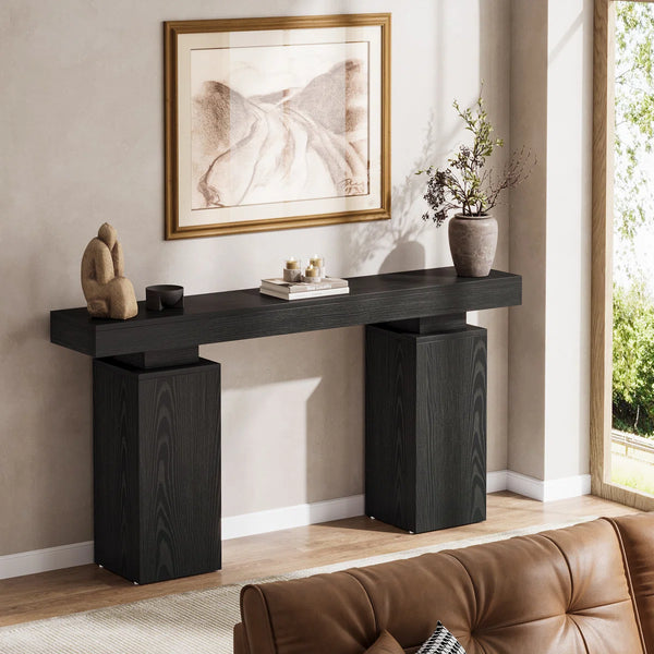 Rustic Brown Wood Console Table  Wooden Bazar