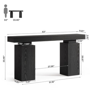 Rustic Brown Wood Console Table  Wooden Bazar