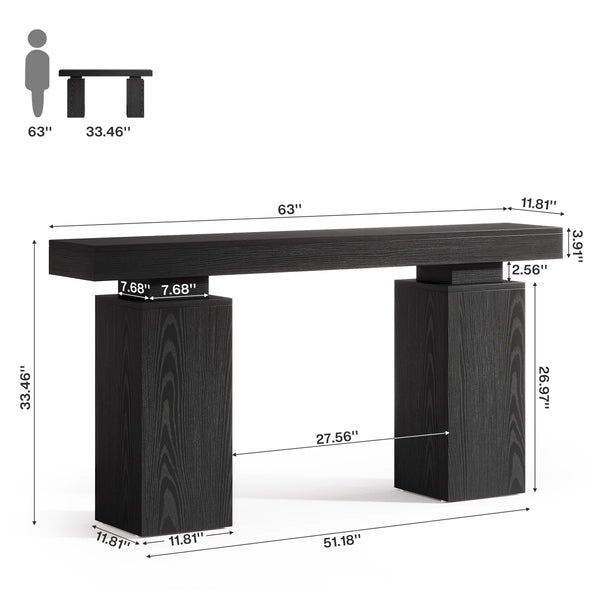 Rustic Brown Wood Console Table  Wooden Bazar