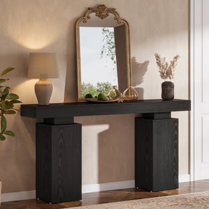 Rustic Brown Wood Console Table  Wooden Bazar
